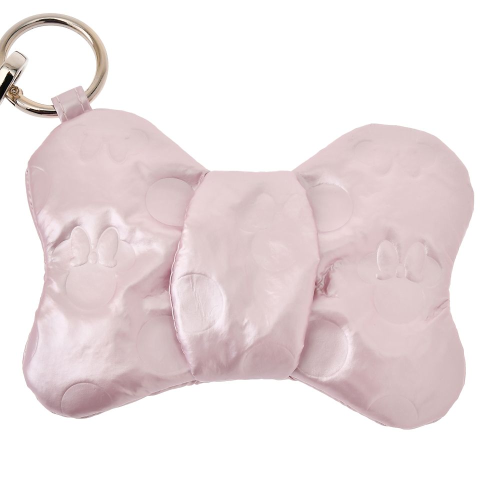 ミニー ポーチ フラット カラビナ・ハンドストラップ付き ソフトメタリック 型押し