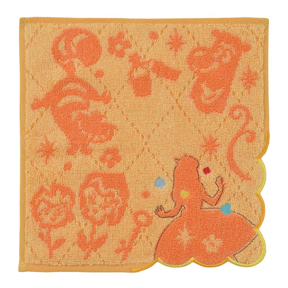 ふしぎの国のアリス ミニタオル スカラップ シルエット 刺しゅう