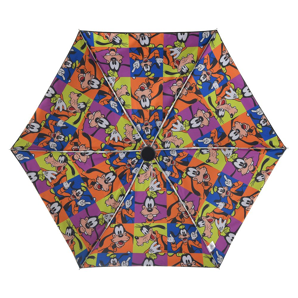 グーフィー 折りたたみ傘 晴雨兼用 ポーチ入り カラーブロック SHINY DAY