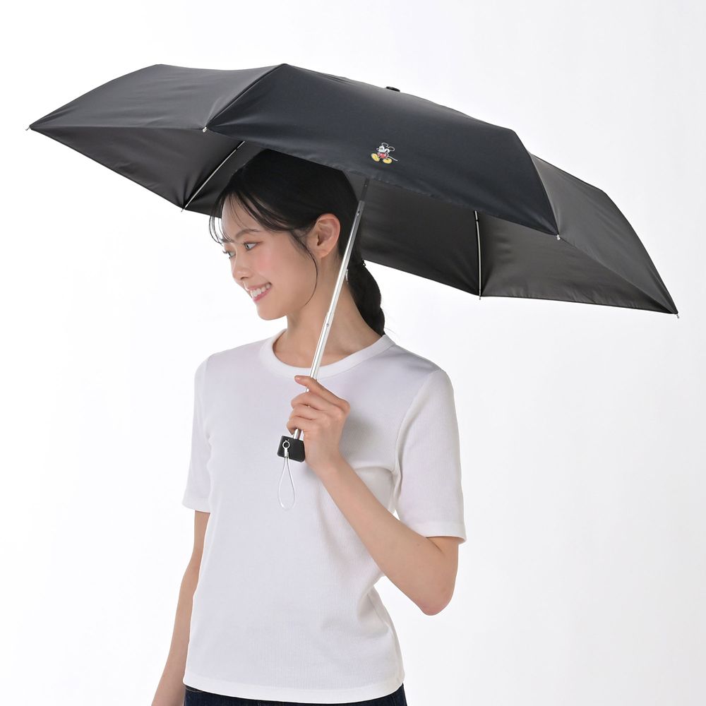 【5月1日発売】ミッキー 折りたたみ傘 晴雨兼用 ポーチ入り ワンポイント SHINY DAY