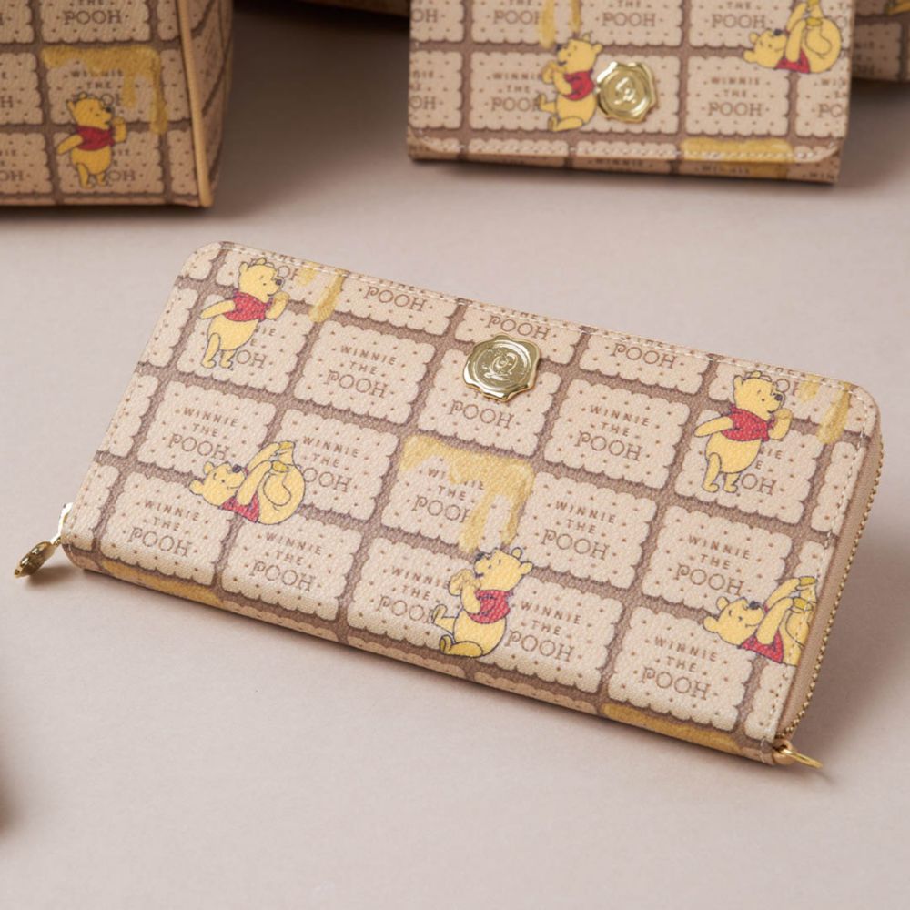 【キューポット】プー/ラウンドファスナーウォレット　ハニービスケット