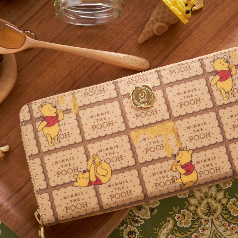 【キューポット】プー/ラウンドファスナーウォレット　ハニービスケット
