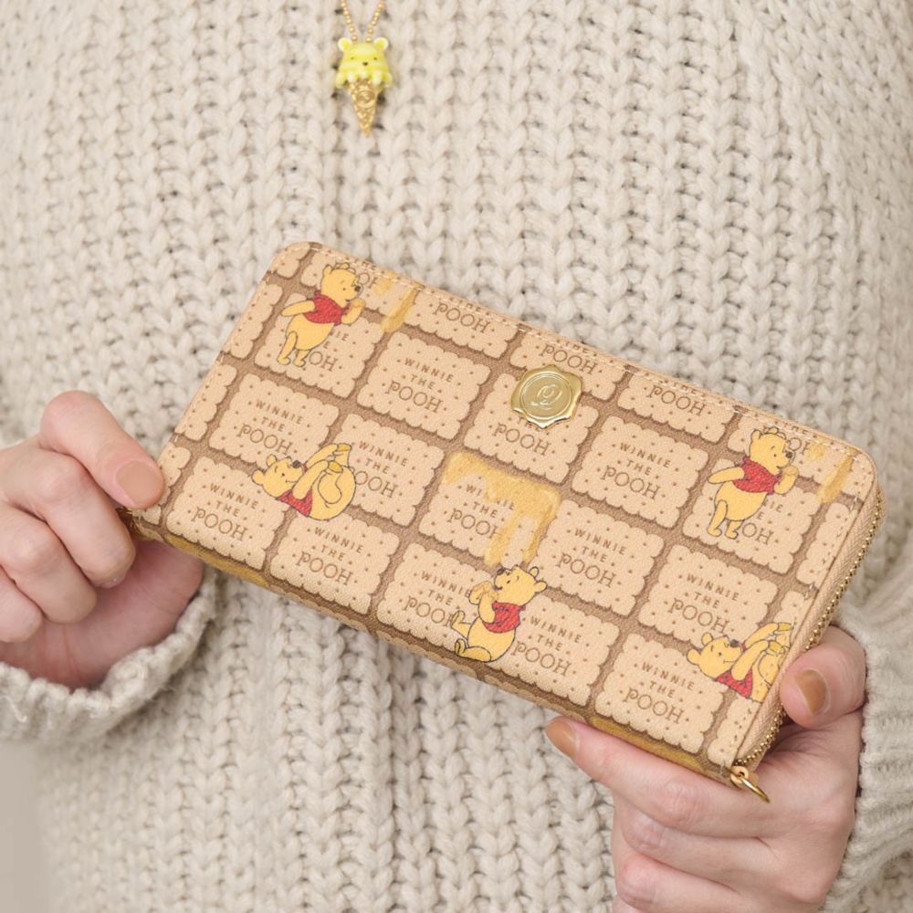 【キューポット】プー/ラウンドファスナーウォレット　ハニービスケット