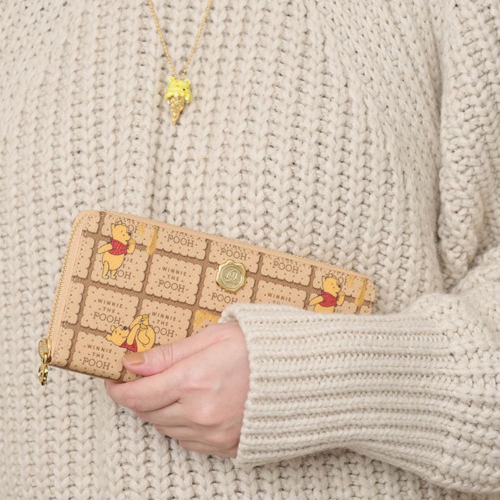 【キューポット】プー/ラウンドファスナーウォレット　ハニービスケット