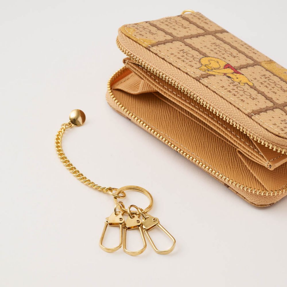 【キューポット】プー/コンパクト ラウンドファスナー ウォレット　ハニービスケット