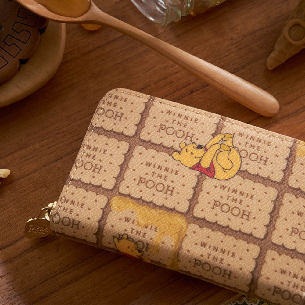 【キューポット】プー/コンパクト ラウンドファスナー ウォレット　ハニービスケット