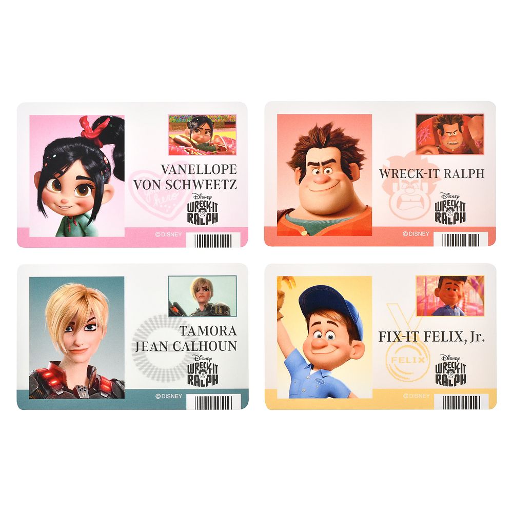 ヴァネロペ、ラルフ、カルホーン軍曹、フェリックス シール・ステッカー IDカード風 シュガー・ラッシュ Sticker Collection