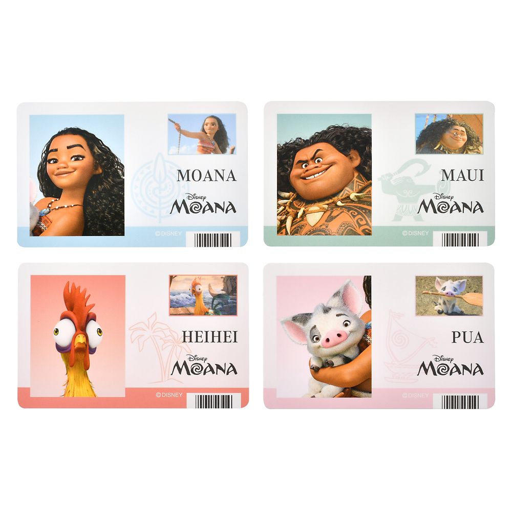 モアナ、マウイ、ヘイヘイ、プア シール・ステッカー IDカード風 モアナと伝説の海 Sticker Collection
