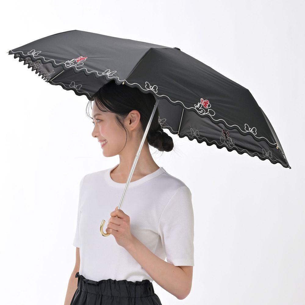 ミニー 折りたたみ傘 晴雨兼用 カラビナ付き SHINY DAY