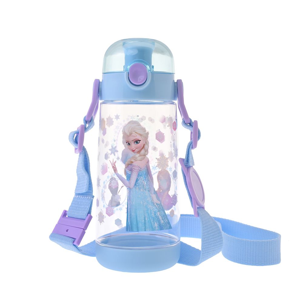 【キッズ用】アナ、エルサ、オラフ 水筒・ウォーターボトル クリア ストラップ付き フローズンブルー