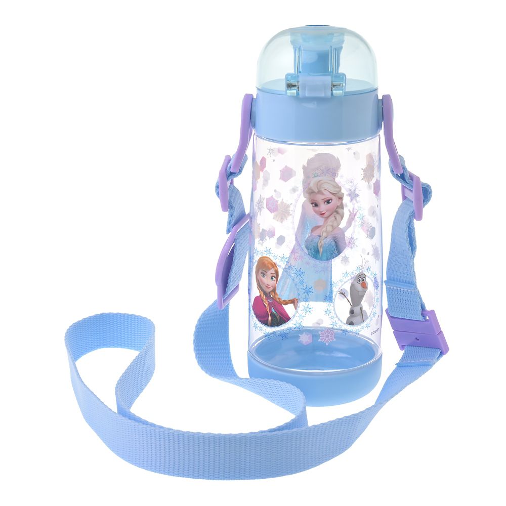 【キッズ用】アナ、エルサ、オラフ 水筒・ウォーターボトル クリア ストラップ付き フローズンブルー