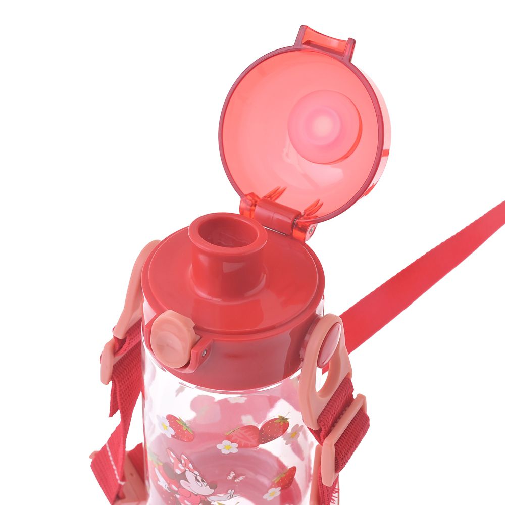【キッズ用】ミニー 水筒・ウォーターボトル クリア ストラップ付き いちご