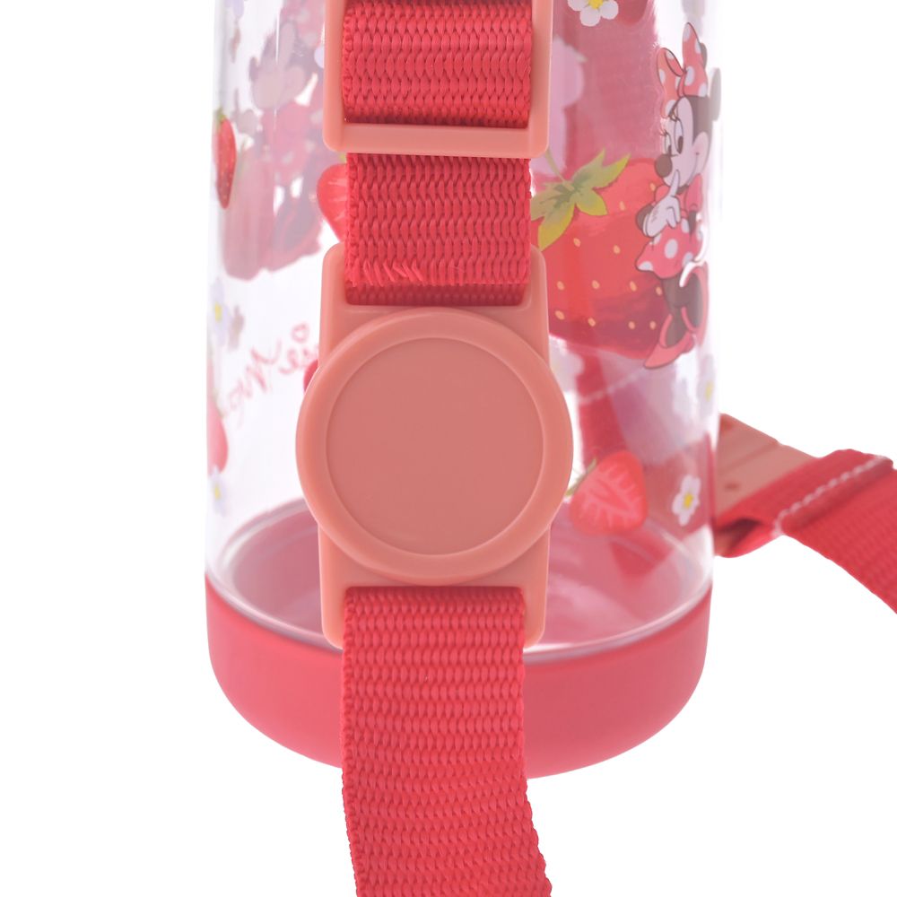 【キッズ用】ミニー 水筒・ウォーターボトル クリア ストラップ付き いちご