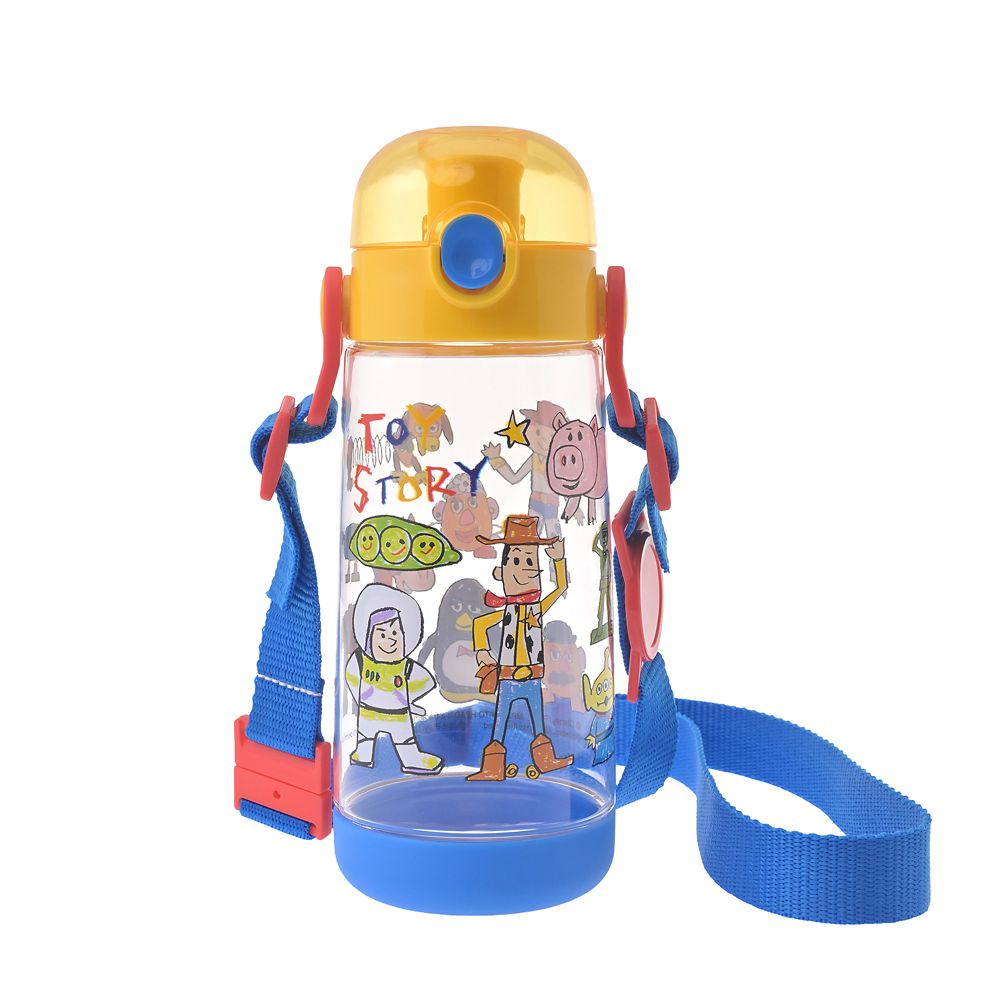 【キッズ用】トイ・ストーリー 水筒・ウォーターボトル クリア ストラップ付き らくがき
