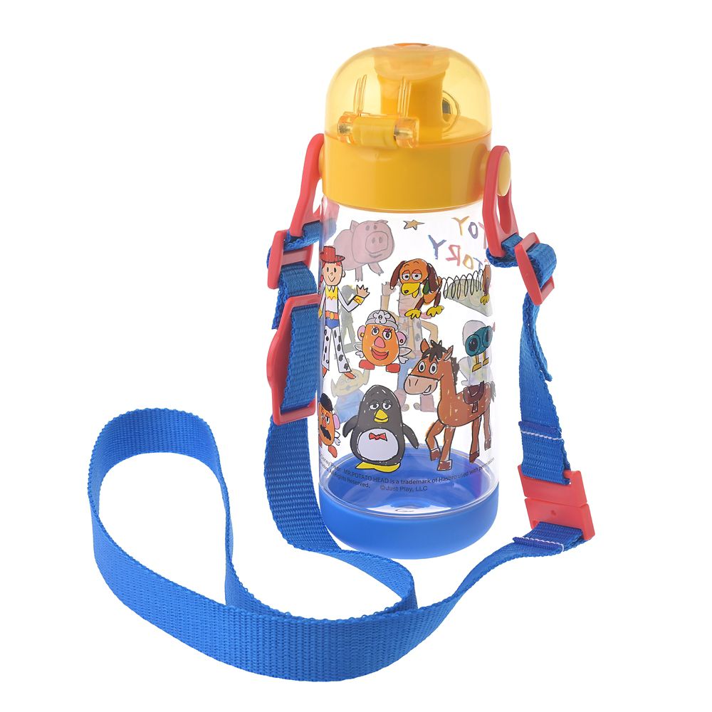 【キッズ用】トイ・ストーリー 水筒・ウォーターボトル クリア ストラップ付き らくがき