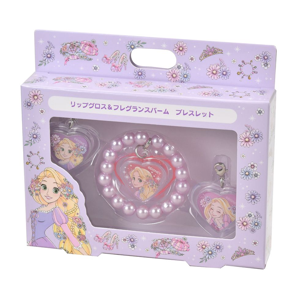 【キッズ用】ラプンツェル キッズ用リップグロス・フレグランスバーム セット チャームタイプ ブレスレット付き ドレスアップ Cosme Accessory