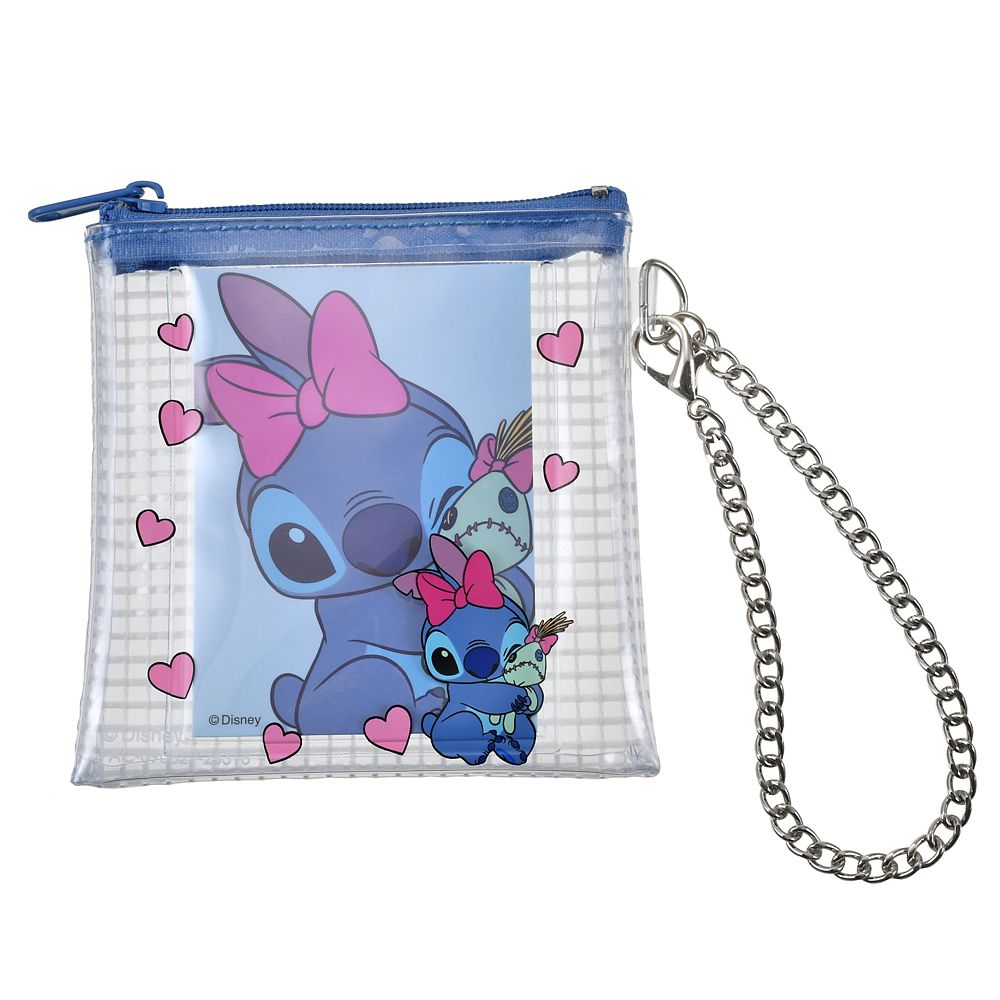 スティッチ＆スクランプ ポーチ フラット チェーンタイプ カード入り クリア格子 Ribbon Stitch