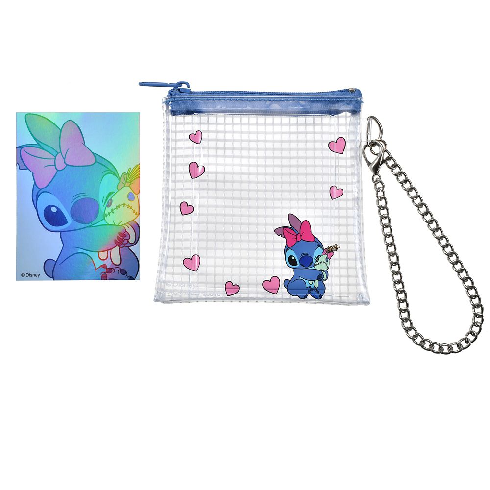 スティッチ＆スクランプ ポーチ フラット チェーンタイプ カード入り クリア格子 Ribbon Stitch