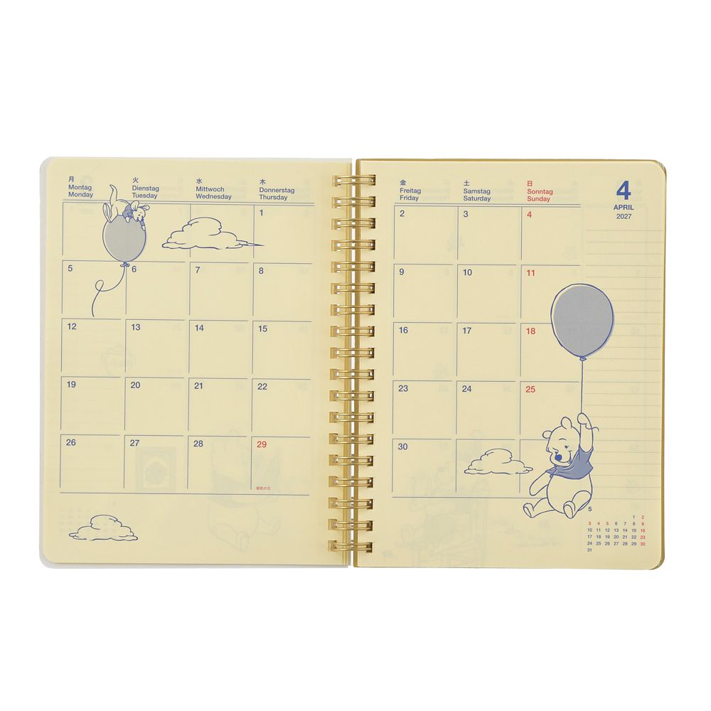 【デルフォニックス】プー＆フレンズ Rollbahn Diary L 手帳・スケジュール帳 CALENDAR ＆ ORGANIZER 2027