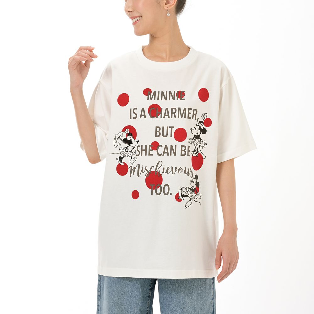 ミニー 半袖Tシャツ サイン ドットスタイル ホワイト T-Shirt Collection
