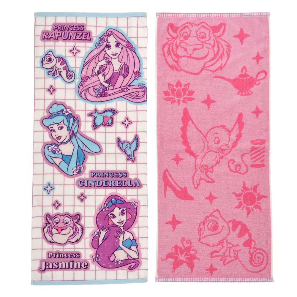 シンデレラ、アラジン、塔の上のラプンツェル フェイスタオル セット ステッカー風