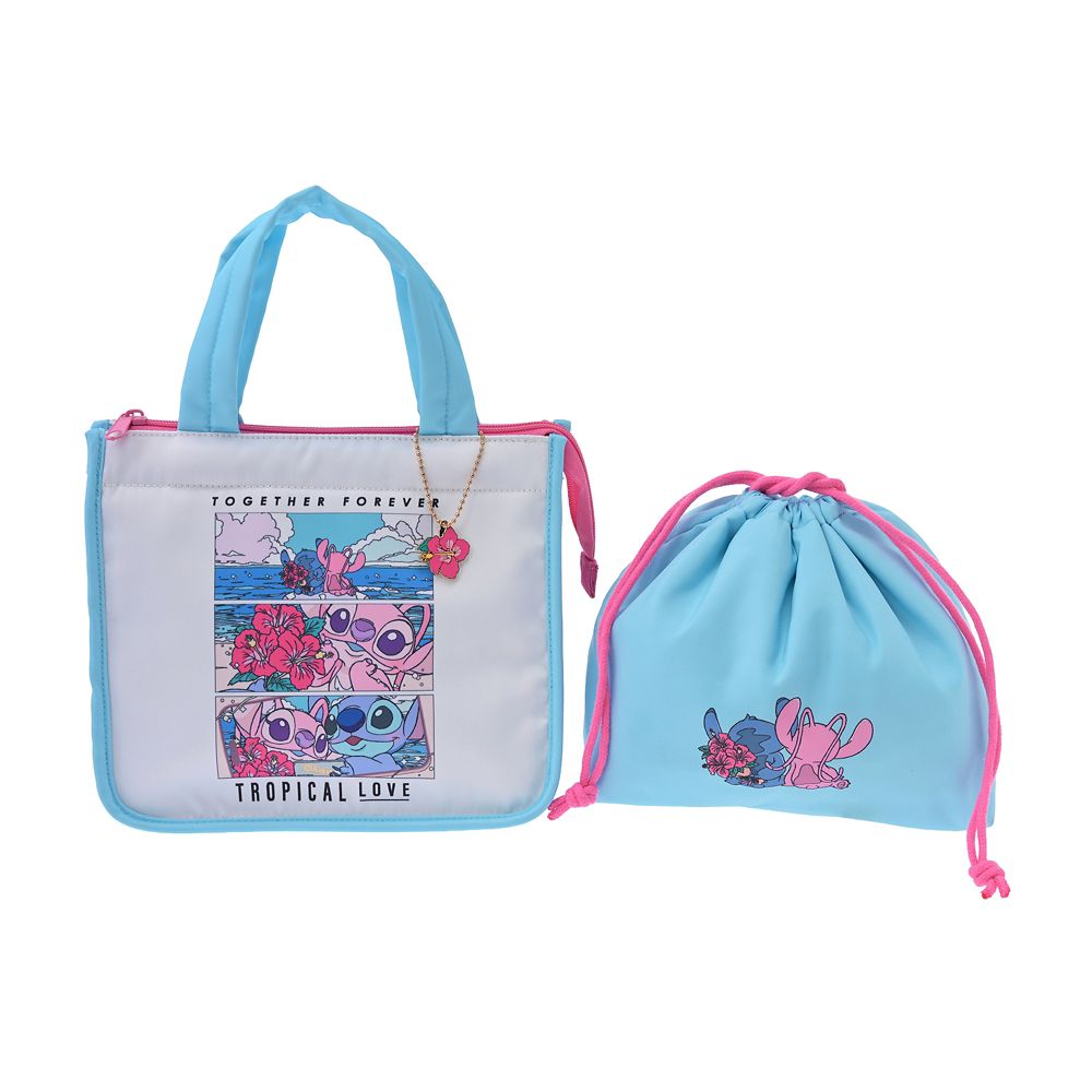 スティッチ＆エンジェル 保冷トート・保冷巾着 セット チャーム付き STITCH ＆ ANGEL