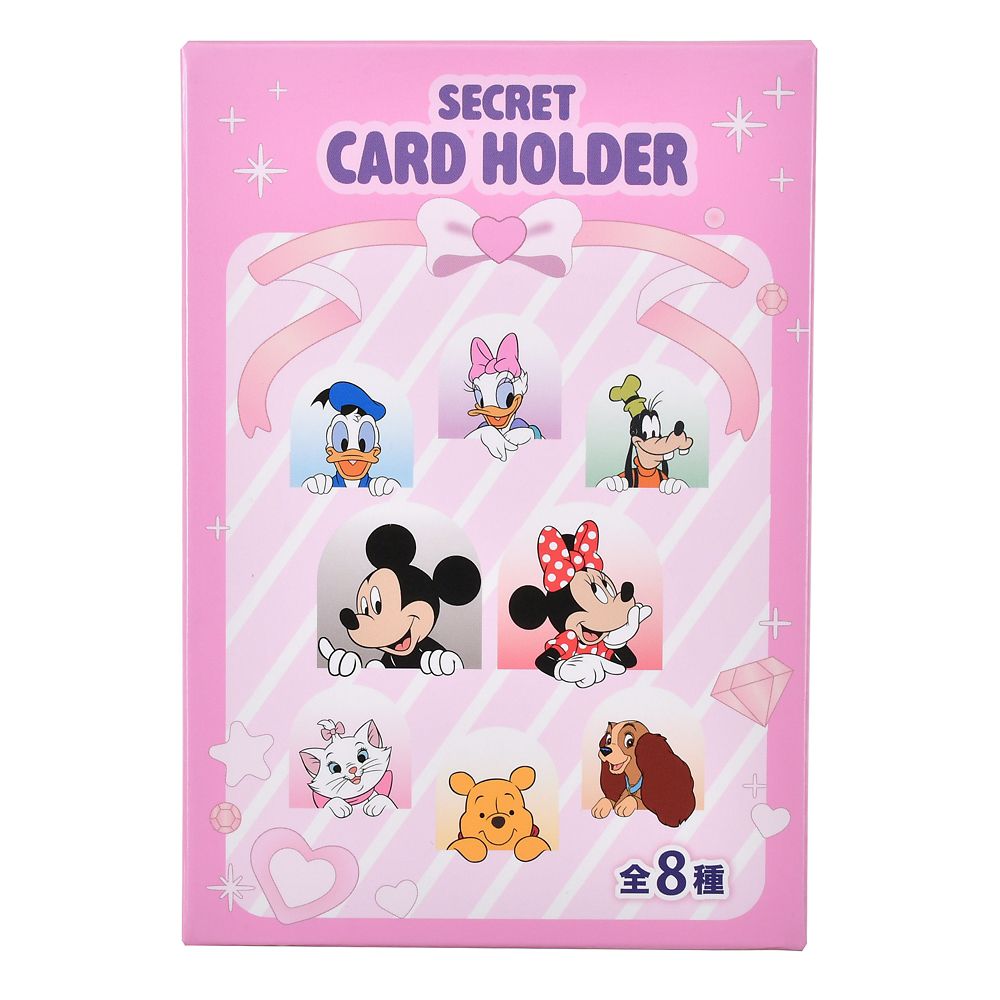 ディズニーキャラクター シークレットカードホルダー クリア 硬質 リボン ぷっくりデコ
