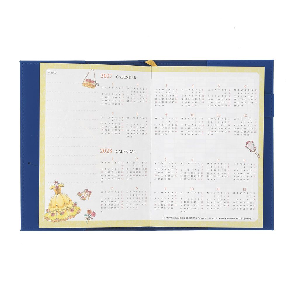 美女と野獣 手帳・スケジュール帳 B6 型押し CALENDAR ＆ ORGANIZER 2027