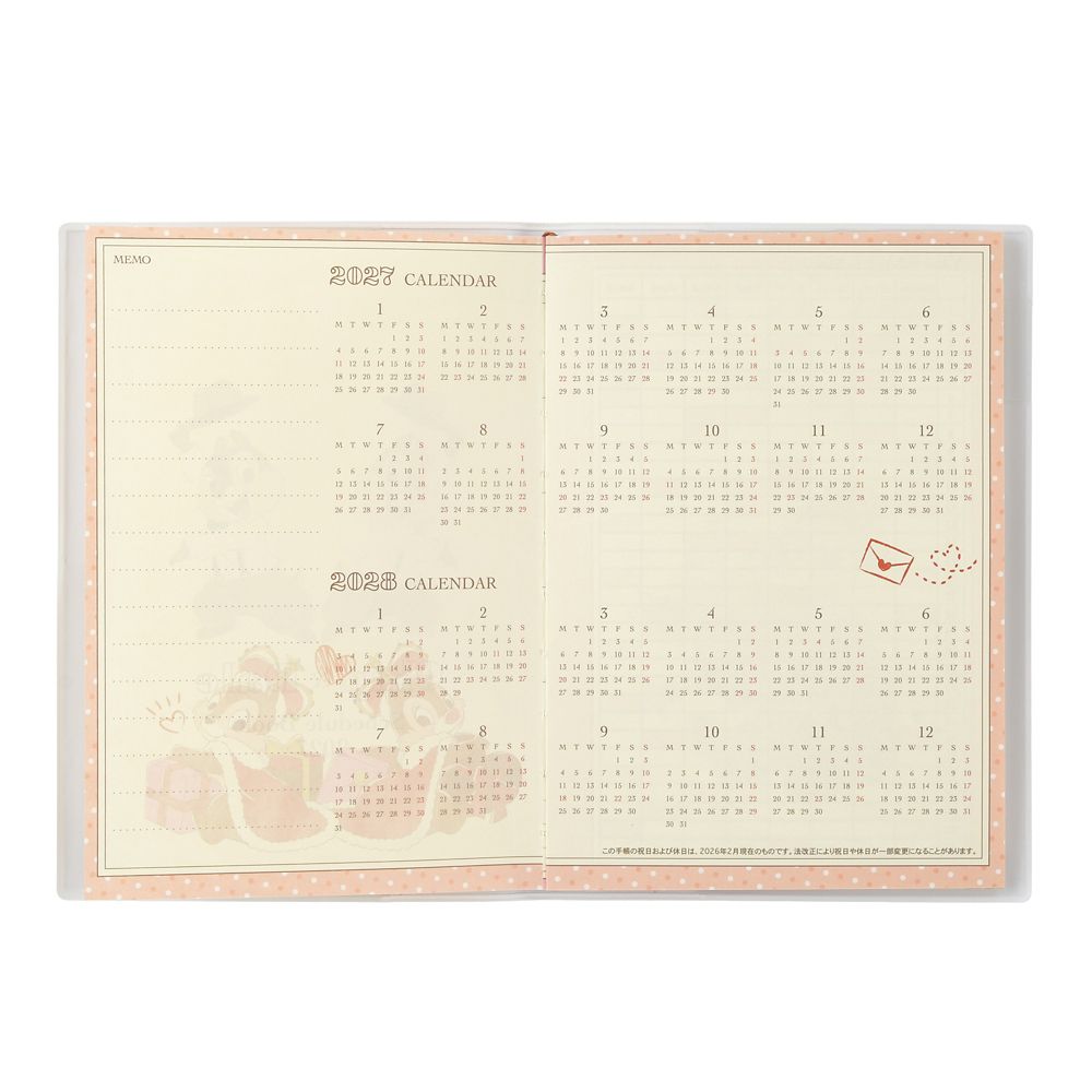 チップ＆デール 手帳・スケジュール帳 B6 CALENDAR ＆ ORGANIZER 2027