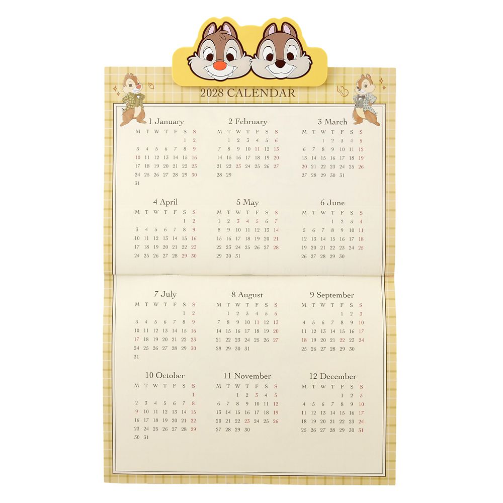 チップ＆デール 壁掛けカレンダー クリップ付き CALENDAR ＆ ORGANIZER 2027