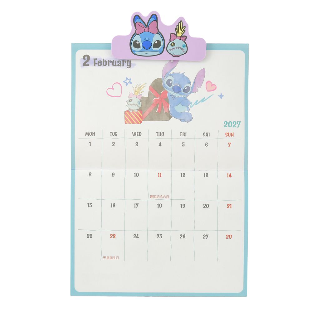スティッチ＆スクランプ 壁掛けカレンダー クリップ付き CALENDAR ＆ ORGANIZER 2027