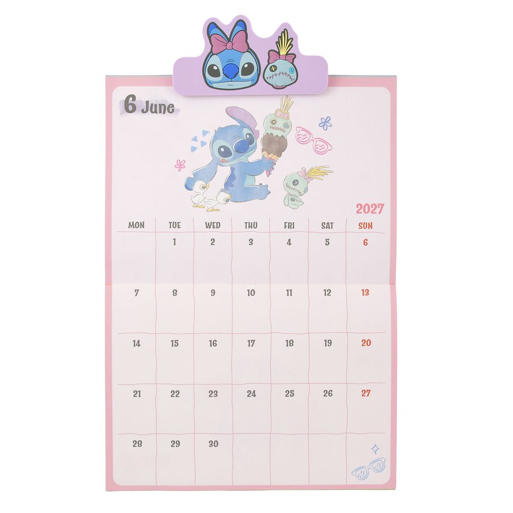スティッチ＆スクランプ 壁掛けカレンダー クリップ付き CALENDAR ＆ ORGANIZER 2027