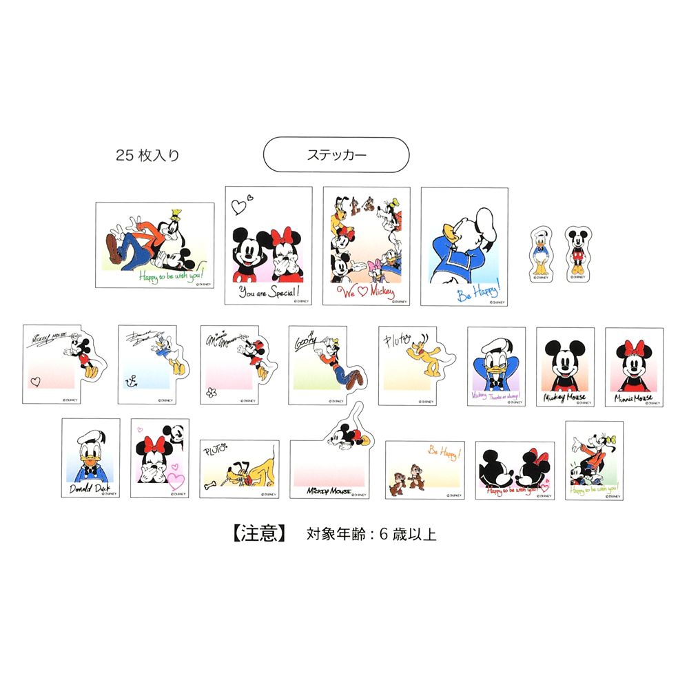 ミッキー＆フレンズ シール・ステッカー クリア 貼ってはがせる インスタント写真風 Sticker Collection