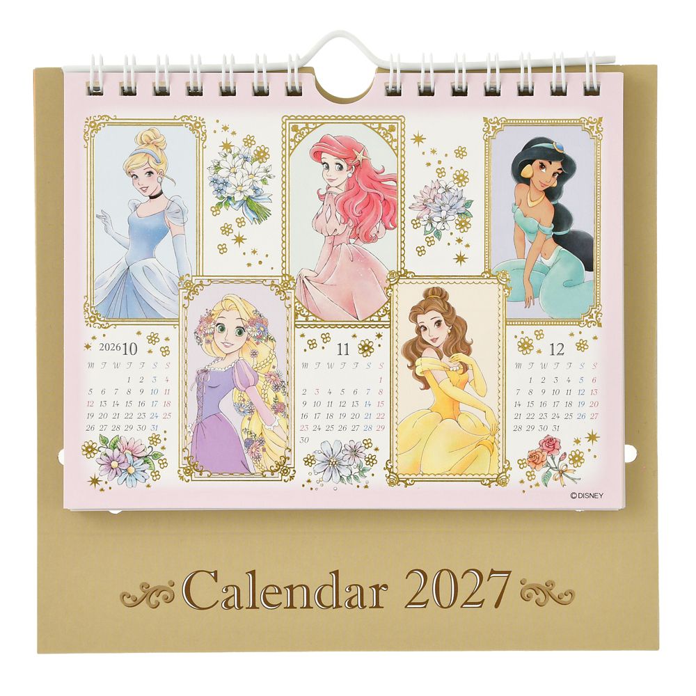 ディズニープリンセス 卓上カレンダー ポップアップ メタリック Princess Party CALENDAR ＆ ORGANIZER 2027