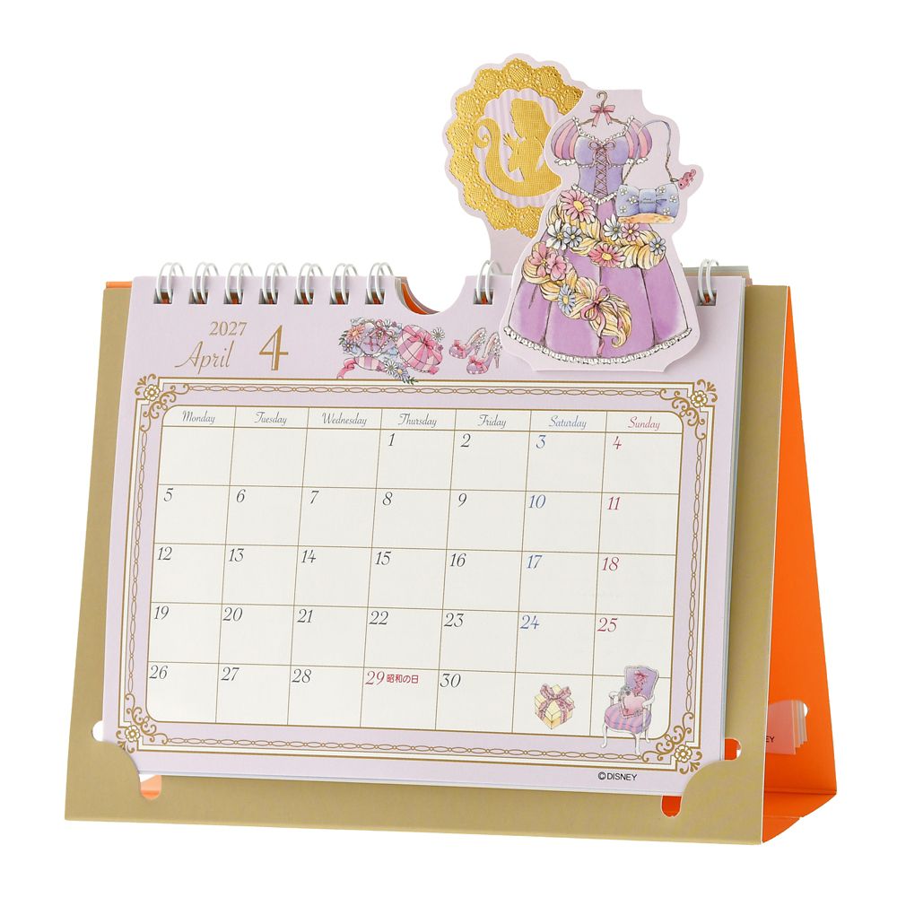 ディズニープリンセス 卓上カレンダー ポップアップ メタリック Princess Party CALENDAR ＆ ORGANIZER 2027