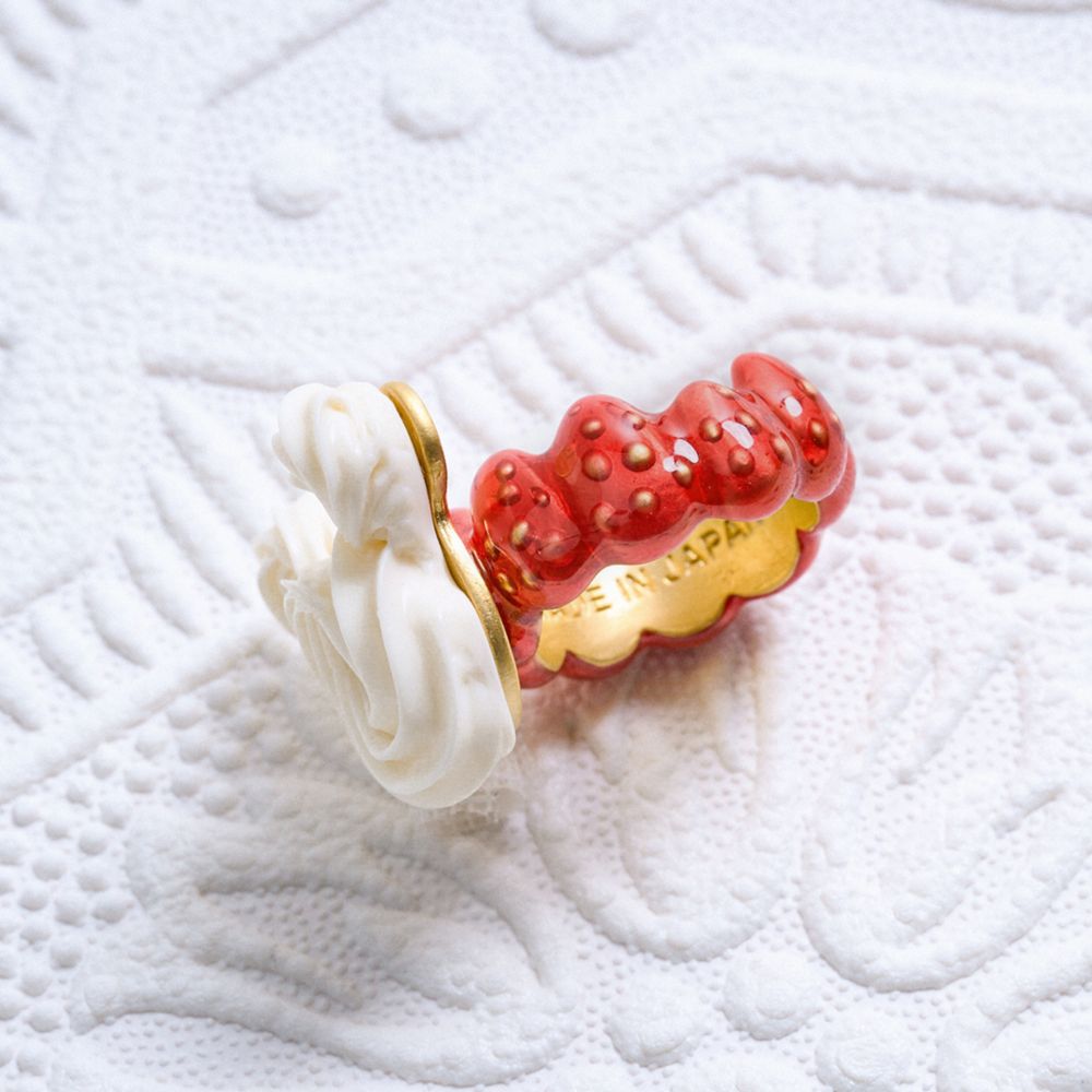 【キューポット】ミニー/リング　ストロベリーホイップクリーム　11号