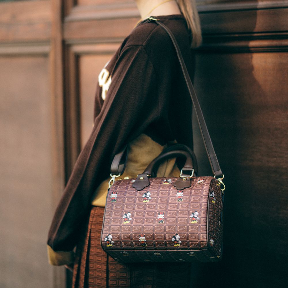 【キューポット】ミッキー＆ミニー/ミニボストンバッグ　チョコレート