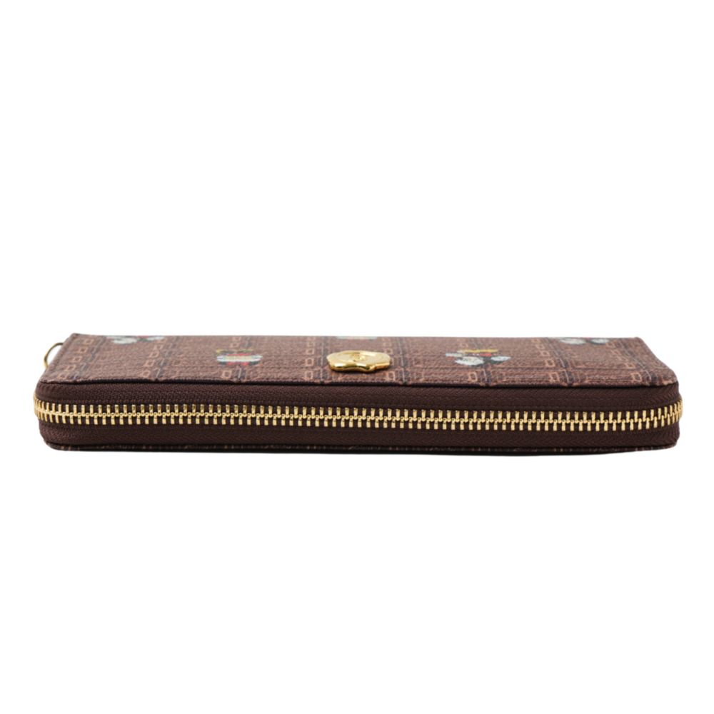 【キューポット】ミッキー＆ミニー/ラウンドファスナーウォレット　チョコレート