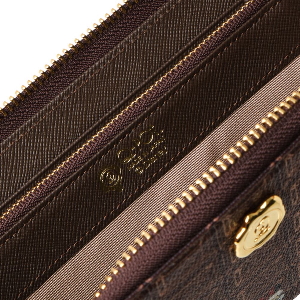 【キューポット】ミッキー＆ミニー/ラウンドファスナーウォレット　チョコレート