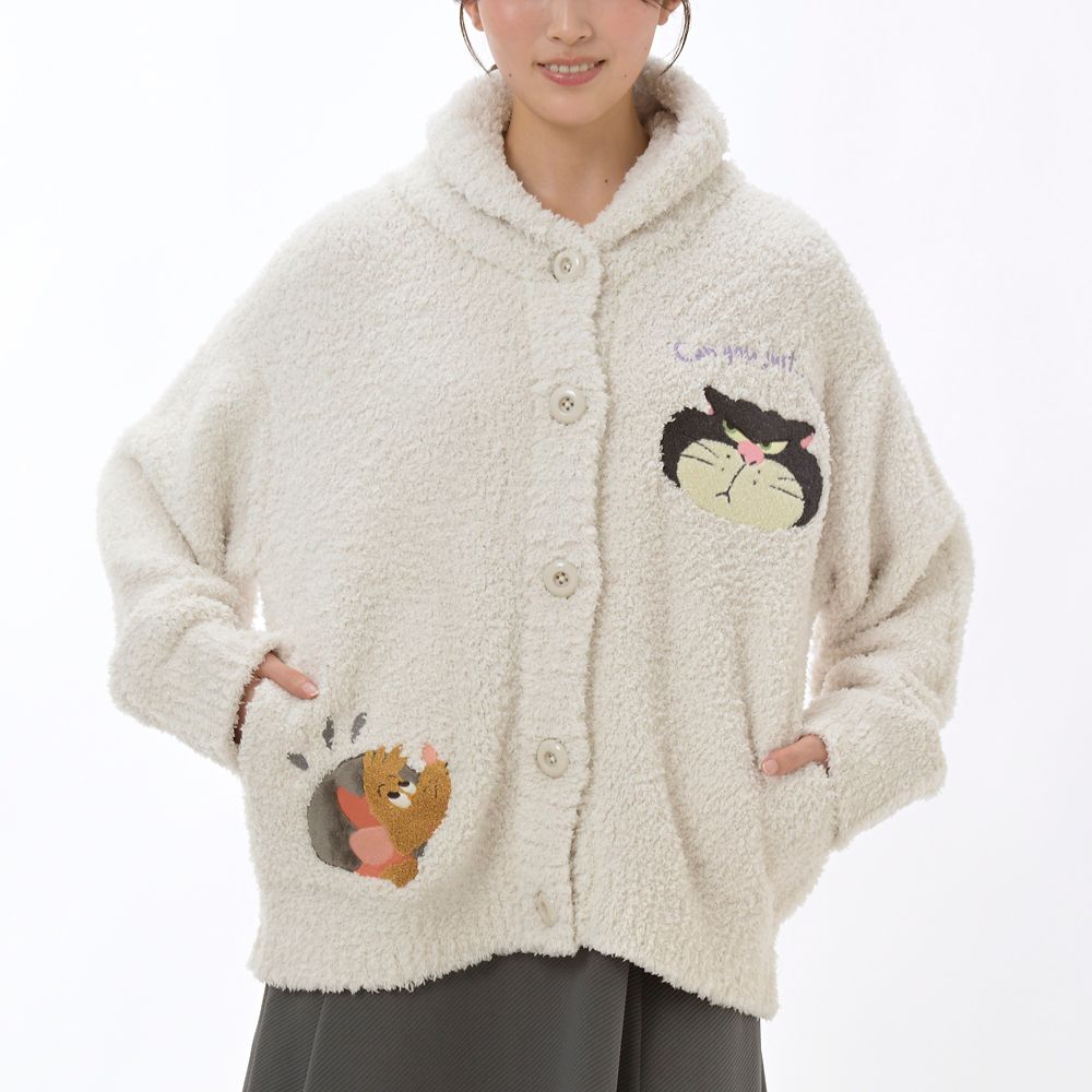 ルシファー、ジャック 長袖カーディガン ニット ルームウェア DISNEY FLUFFY ANIMAL