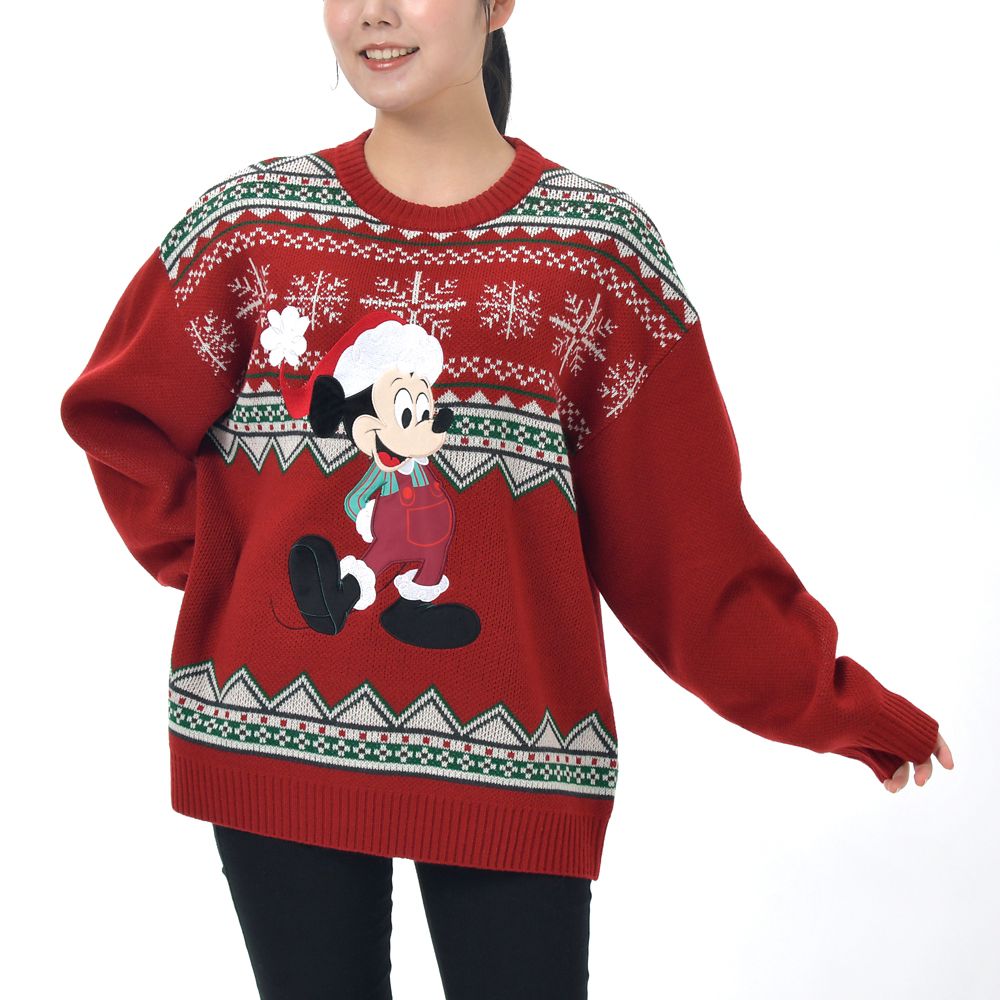 ミッキー 長袖セーター レッド DISNEY CHRISTMAS 2026