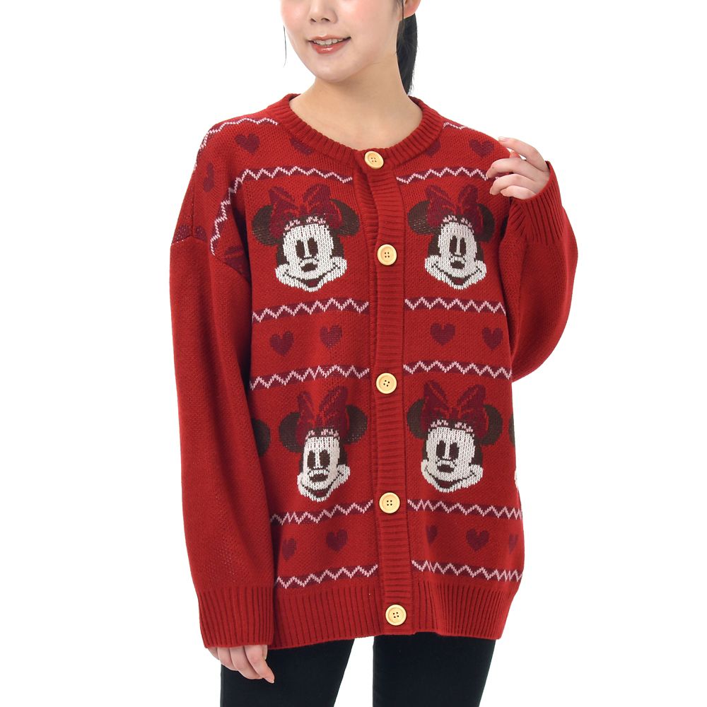 ミニー 長袖カーディガン ニット レッド KNIT COLLECTION