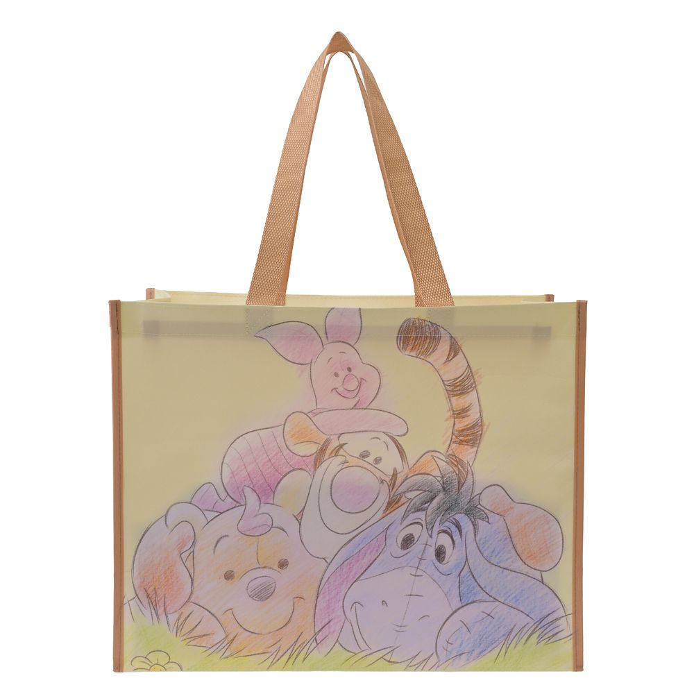 プー＆フレンズ ショッピングバッグ・エコバッグ 塗り絵風