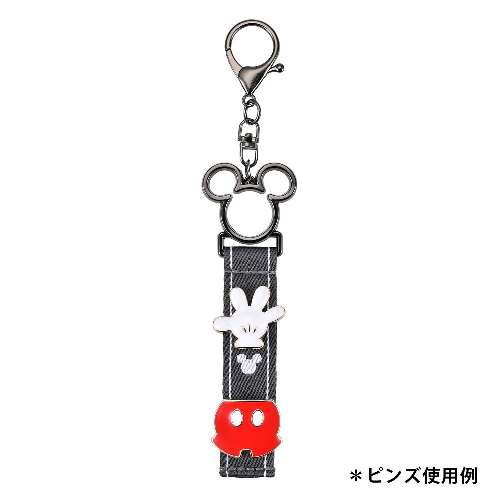 ミッキー キーホルダー・キーチェーン テープ グレー アイコン Pins Collection