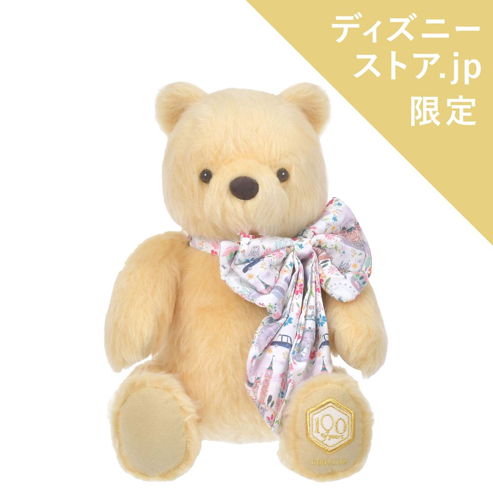 プーさん ぬいぐるみ リバティプリントリボン付き BOX入り プレミアム 100 Years of Winnie the Pooh