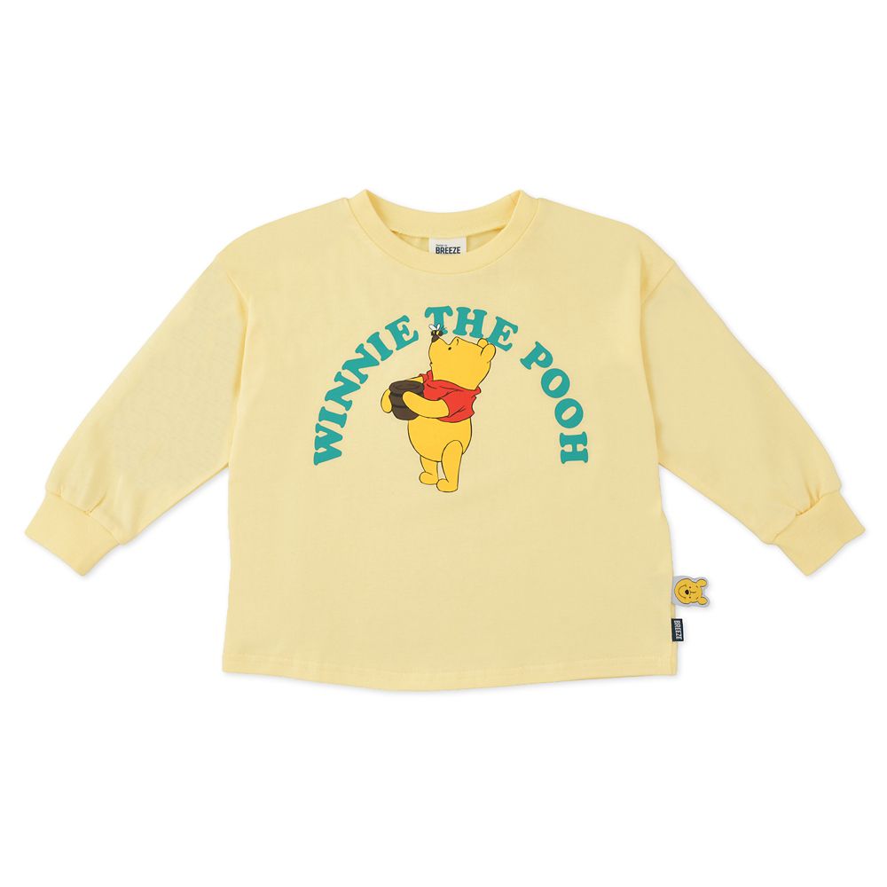 【キッズ用】【BREEZE】プーさん キッズ用長袖Tシャツ イエロー 90～100