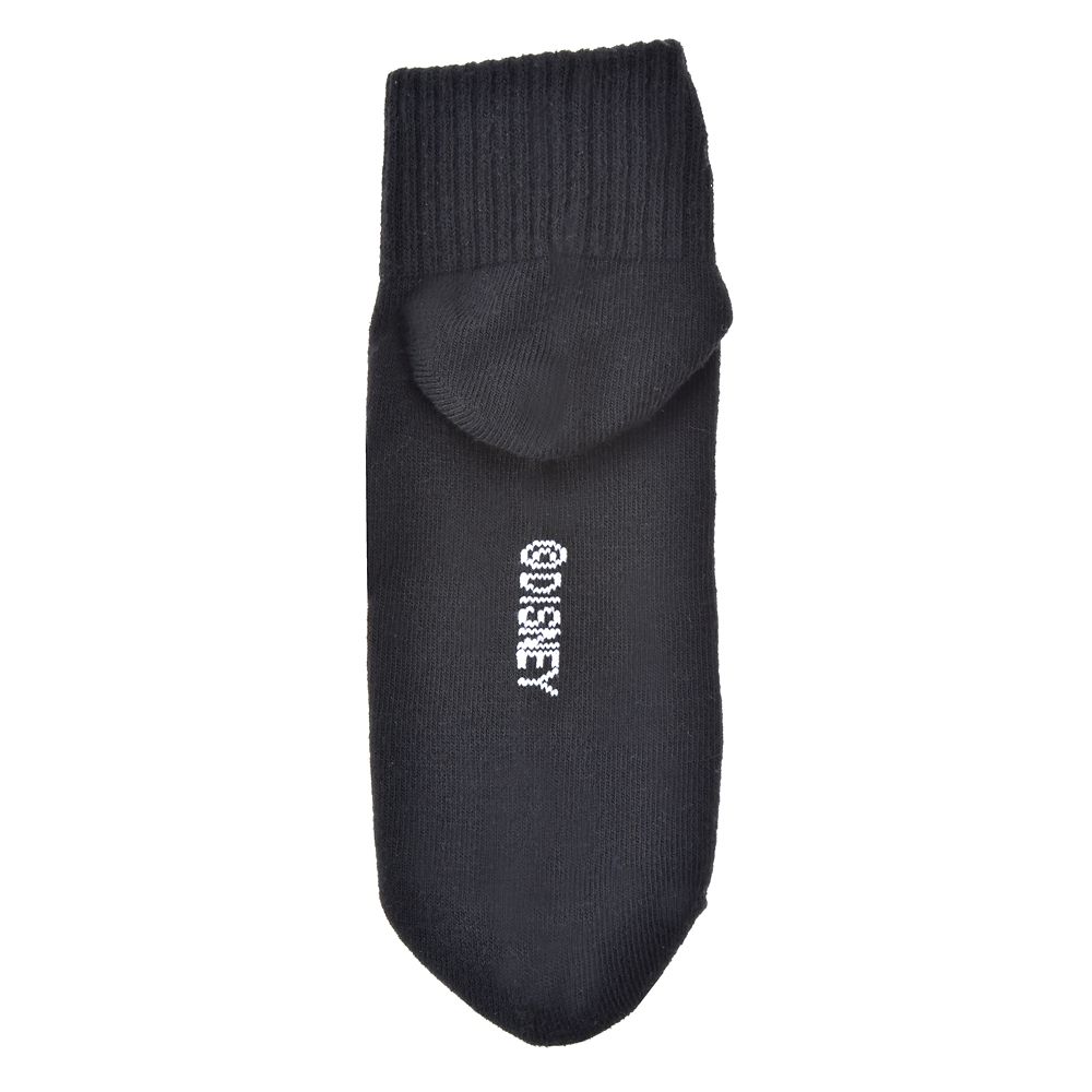 【再入荷】ミッキー 靴下 ショート フェイス 刺しゅう ブラック 23～25