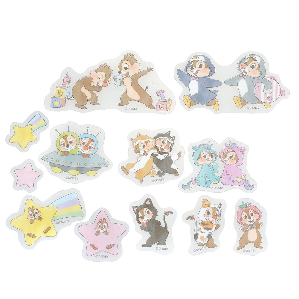 【再入荷】チップ＆デール シール・ステッカー クリア 貼ってはがせる Costume Sticker Collection