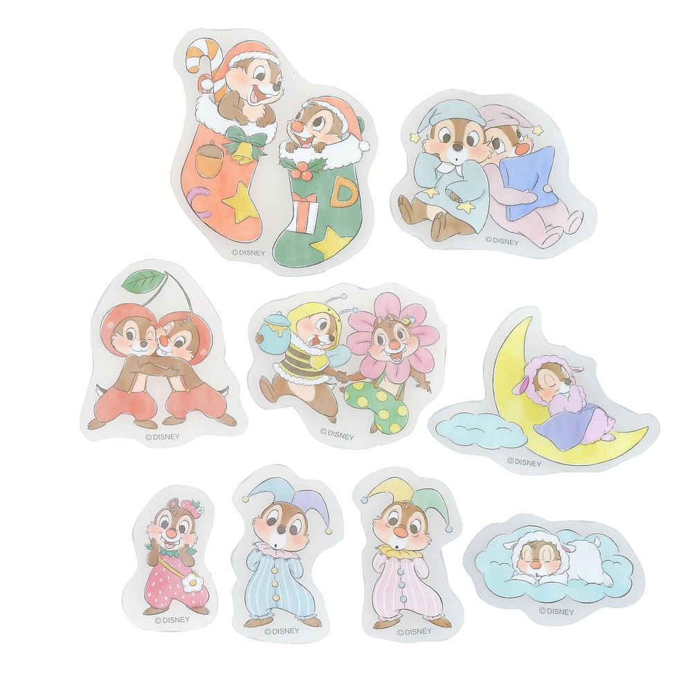 【再入荷】チップ＆デール シール・ステッカー クリア 貼ってはがせる Costume Sticker Collection