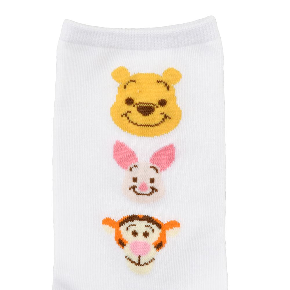 【再入荷】プーさん、ピグレット、ティガー 靴下 トリプル フェイス ホワイト 23～25